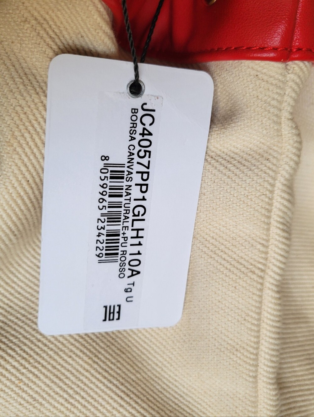 LOVE MOSCHINO Shoulder/Sling Borsa Canvas Naturale & PU Red - Picture 9 of 16